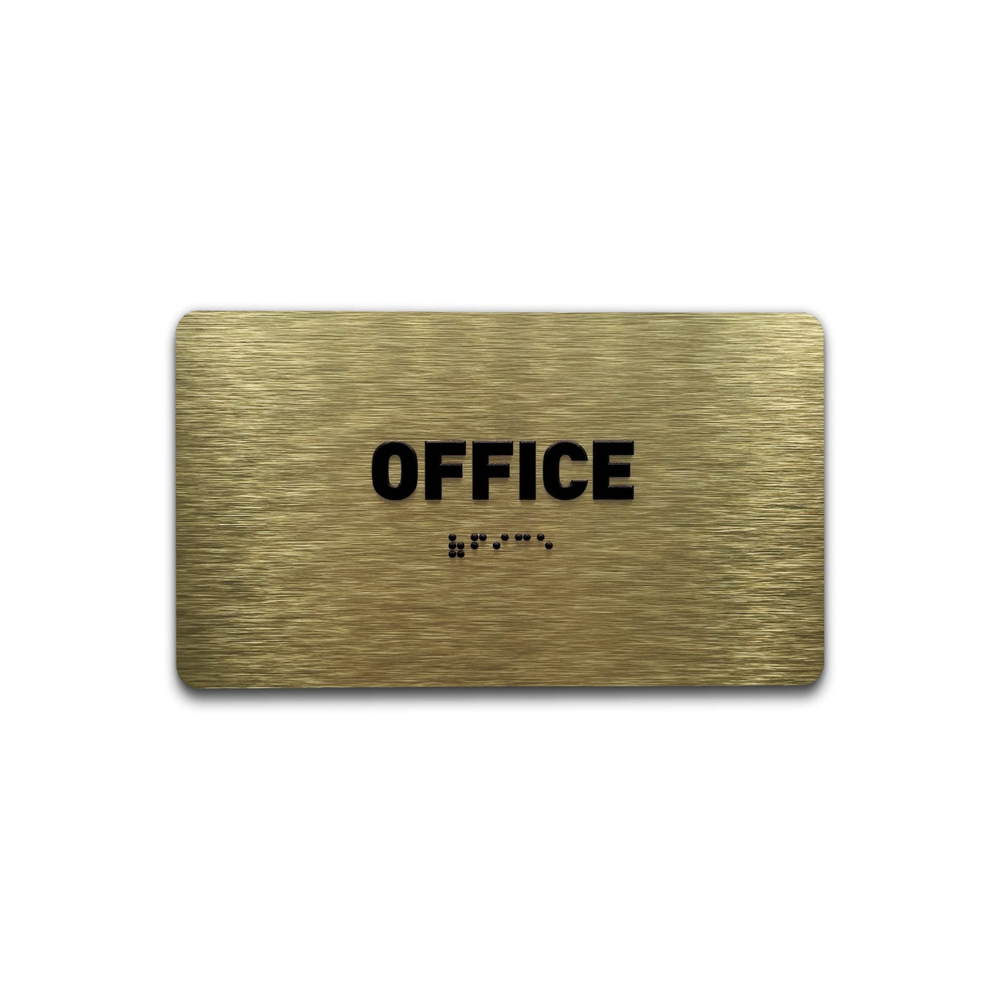 Office Sign - Ada Compliant Utility Sign, Raised Letters, Grade 2 Braille, Tco Inspection Certified, Install Ready, Brushed Gold