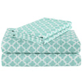 Comfort Spaces Cooling Sheets, Moisture Wicking Coolmax Sheets, Soft Sheet Set, Cooling Bed Sheets For Hot Sleepers, Elastic Deep Pocket Fits Up To 16' Mattress, Full Quatrefoil Aqua 4 Piece