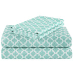 Comfort Spaces Cooling Sheets, Moisture Wicking Coolmax Sheets, Soft Sheet Set, Cooling Bed Sheets For Hot Sleepers, Elastic Deep Pocket Fits Up To 16' Mattress, Full Quatrefoil Aqua 4 Piece