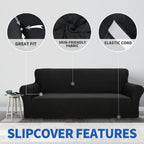 Znsayotx 1 Piece Jacquard Couch Covers For 2 Cushion Couch High Stretch Loveseat Slipcover For Pets Dogs Anti Slip Love Seat Sofa Slipcover Furniture Protector (Loveseat, Black)