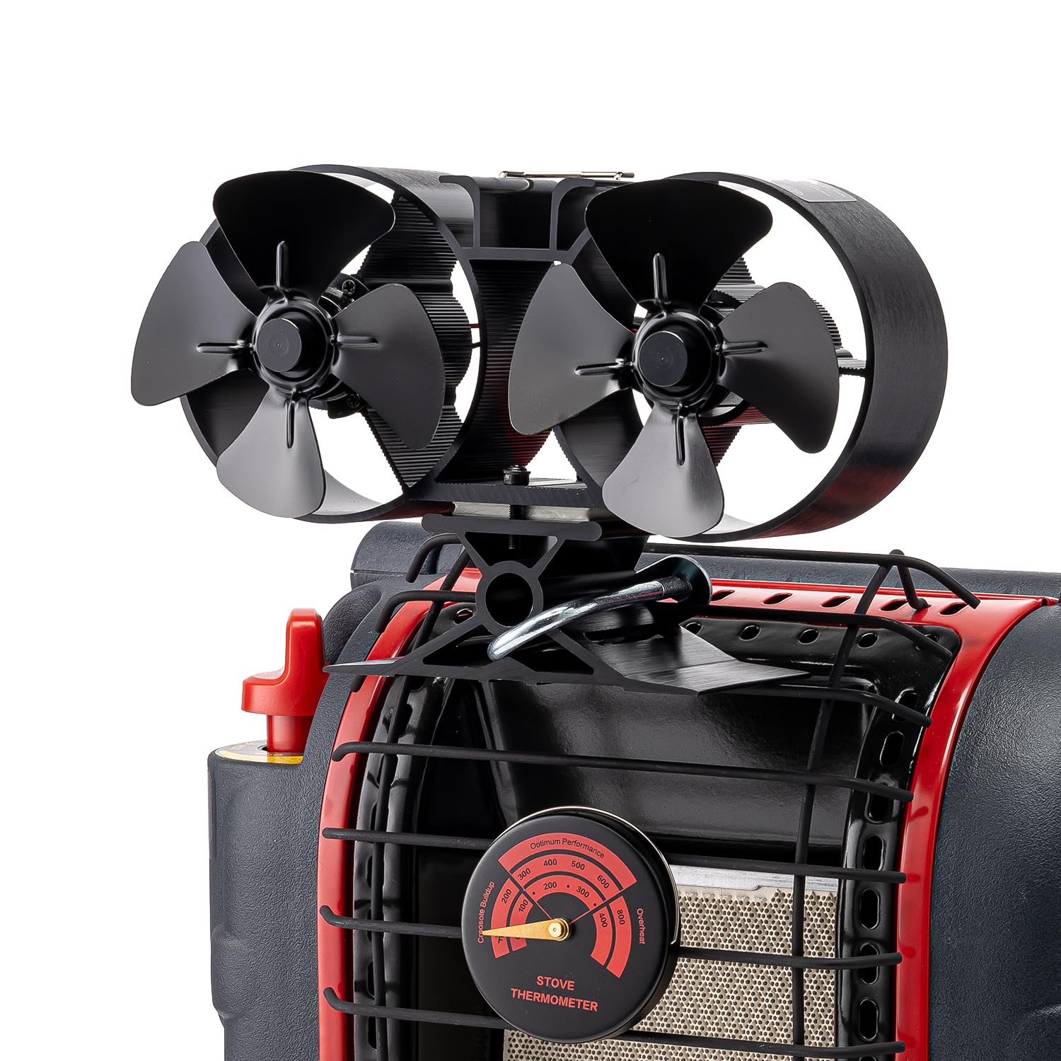 CRSURE Wood Stove Fan for Buddy Heater, Heat Powered Fireplace Fan with Meganect Thermometer, Dual Motors Fan for Mr Heater, Gas