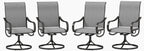 Phi Villa Patio Swivel Dining Chairs Set Of 4, Outdoor Chair With Textilene Mesh Fabric & Black Metal Frame For All Weather Outdoor Lawn Garden Poolside (Gray)