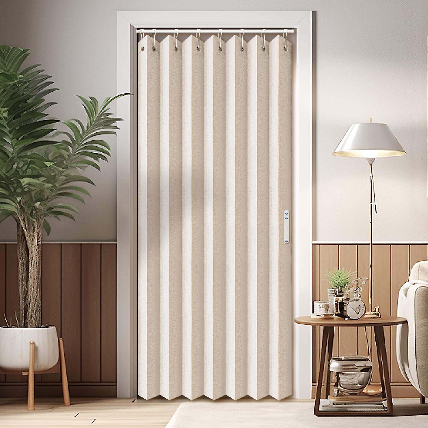 Vatge Closet Curtains, Accordion Style Door Curtains for Doorways, Pleated Folding Doors Curtain for Closet and Room Divider, 1 