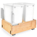 Rev-A-Shelf Double 35 Qt Wood Bottom Mount Pullout Under Cabinet Trash Can Waste Container with Full Extension Ball Bearings, Ma