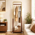 Taitiy Solid Wood Clothes Rack on Wheels for Bedroom, Living Room