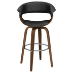 Zion Upholstered Swivel Bar Stool, Walnut and Black
