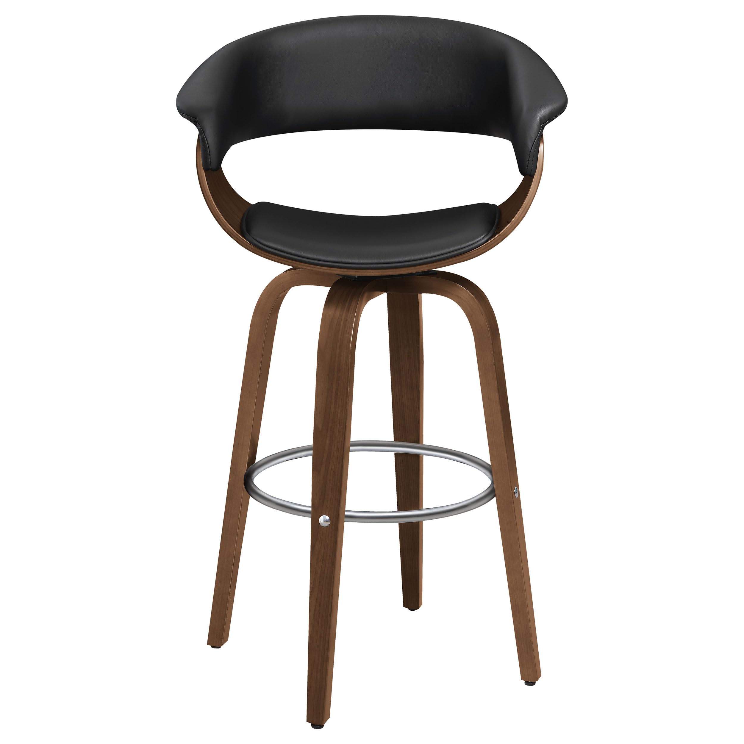 Zion Upholstered Swivel Bar Stool, Walnut and Black