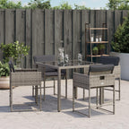 vidaXL Patio Chairs with Cushions - Outdoor 4 Pcs Set - Gray Poly Rattan - Foldable Backrest - Powder-Coated Steel Frame