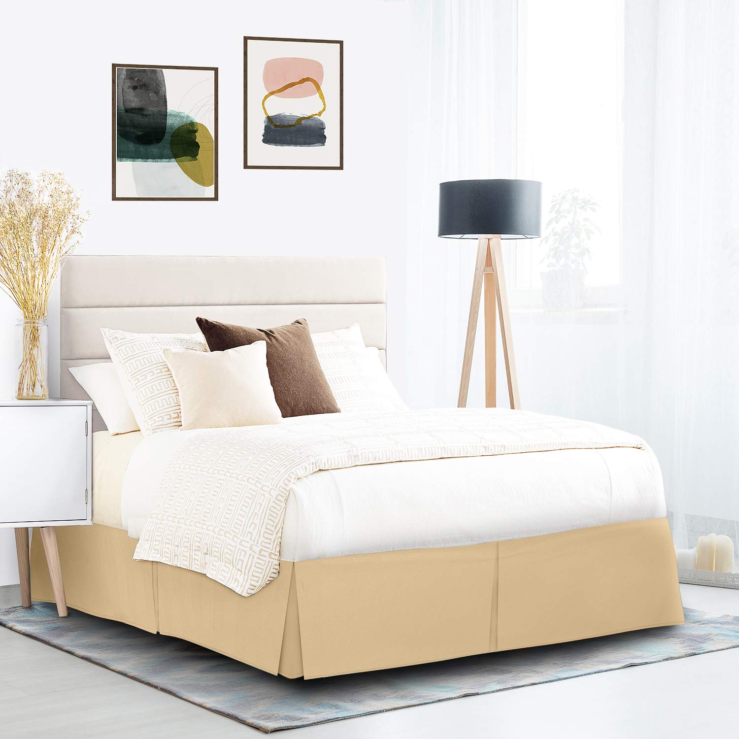 Nestl Gold Twin Bed Skirt - Twin Size Bed Skirt 14 Inch Drop - Brushed Microfiber Bed Skirts - Hotel Quality Pleated Bed Skirt -