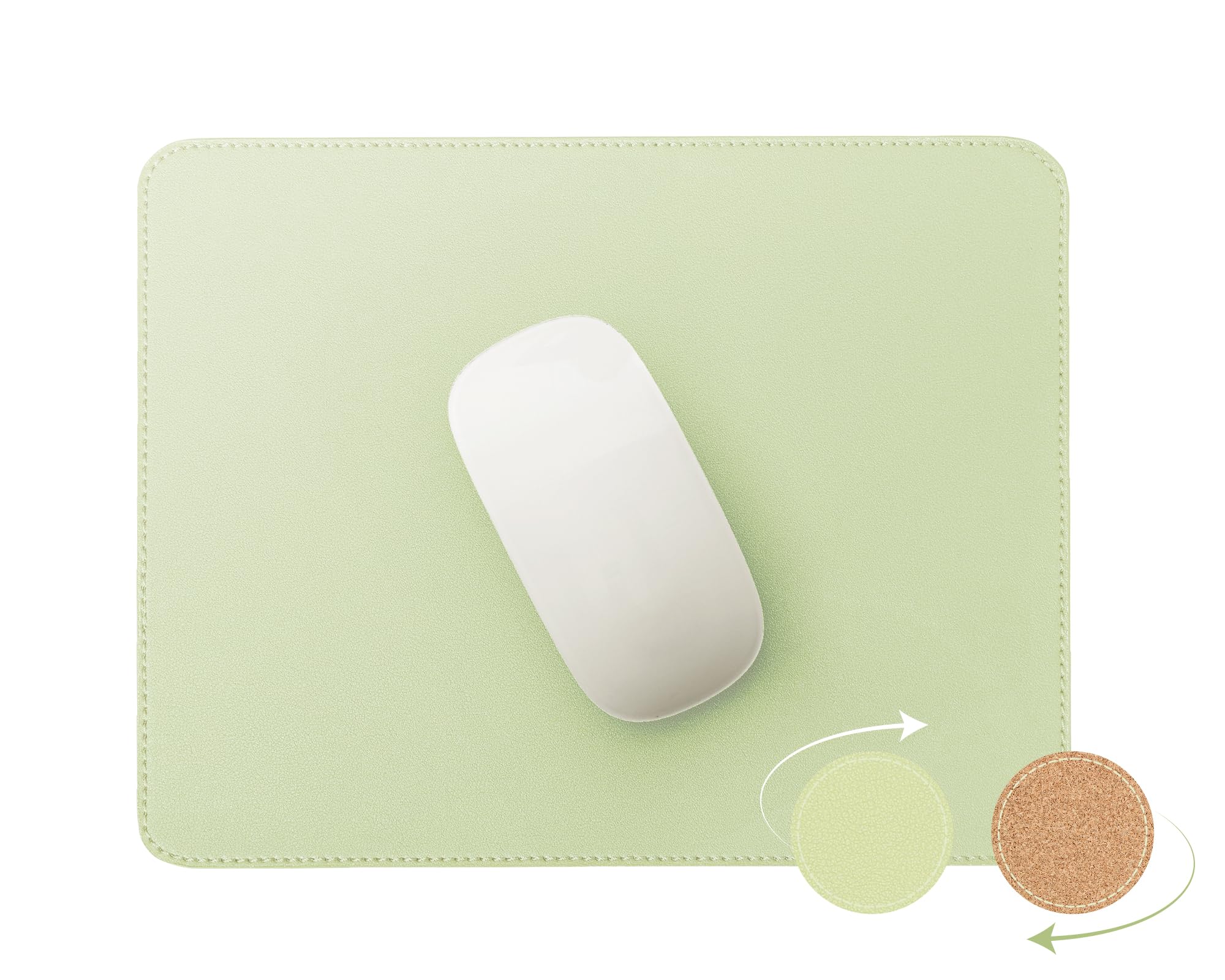 Renmture Dual-Sided Mouse Pad, Natural Cork & Faux Leather Rectangle Mouse Mats For Office And Home Work, 8'X11' Small Mouse P