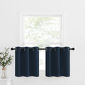 Nicetown Blackout Curtains Tiers 24 Inch - Thermal Insulated Window Treatment Drapes For Cafe/Dining Room/Kitchen Thanksgiving Decoration, 2 Panels, 42W By 24L.2 Inches Header, Navy