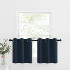 Nicetown Blackout Curtains Tiers 24 Inch - Thermal Insulated Window Treatment Drapes For Cafe/Dining Room/Kitchen Thanksgiving Decoration, 2 Panels, 42W By 24L.2 Inches Header, Navy