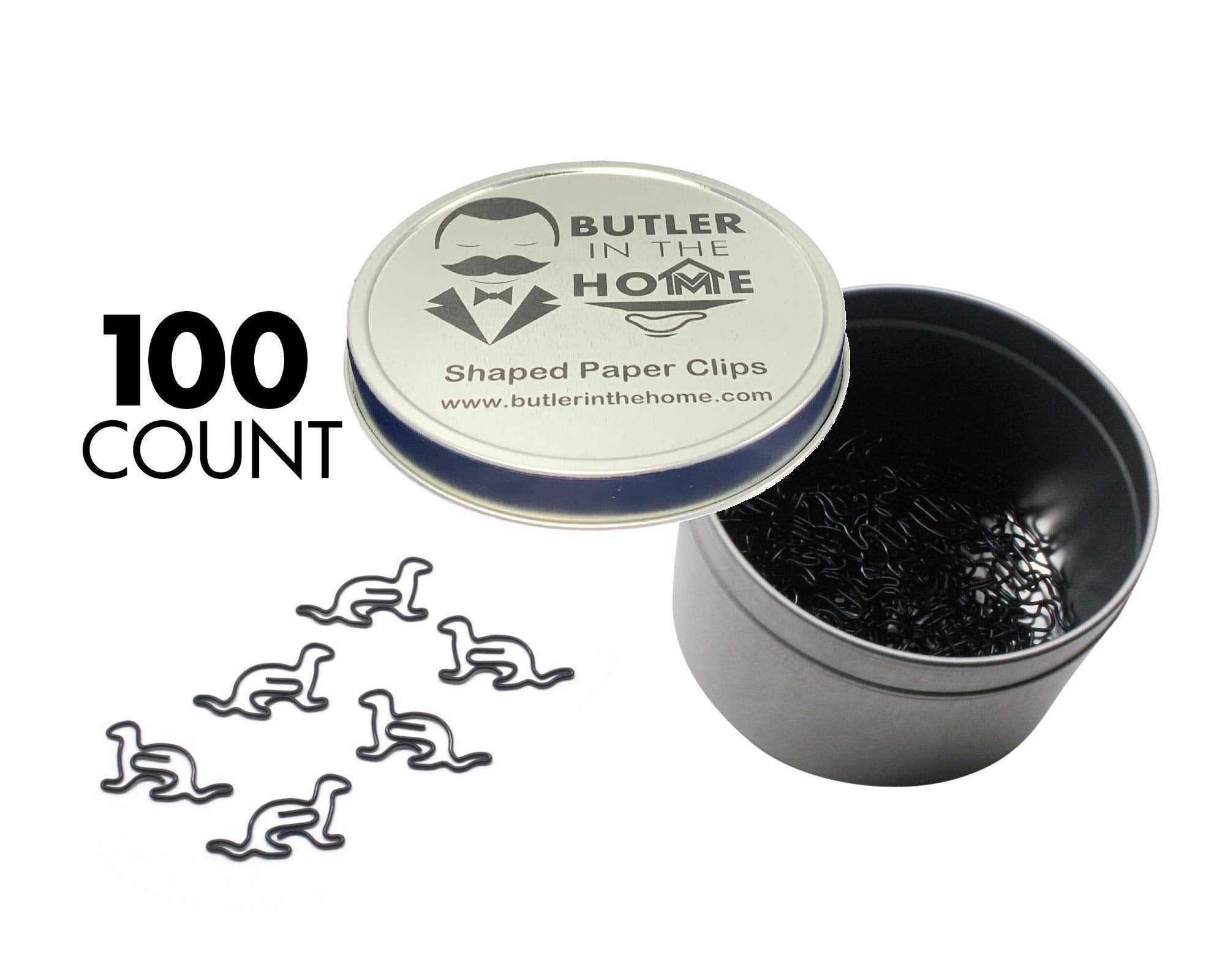 Butler In The Home 100 Count Ferret Shaped Paper Clips Great For Paper Clip Collectors Or Office Gift - Comes In Round Tin With