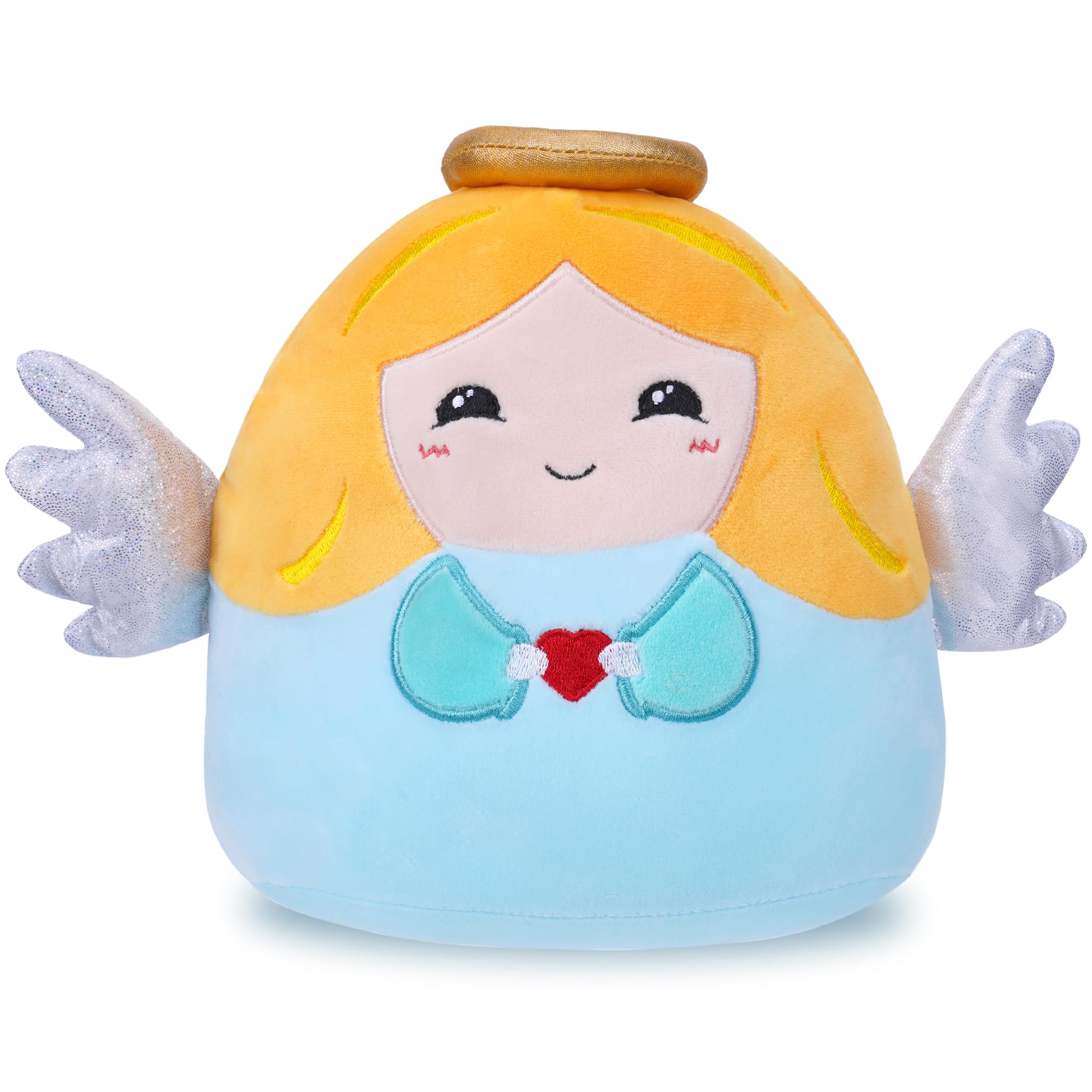 Seaopop Angel Baptism Plush Toy: 8-Inch Cuddly Angel Stuffed Animal Doll With Wings And Gold Halo Suitable Plushies Pillow, Gift