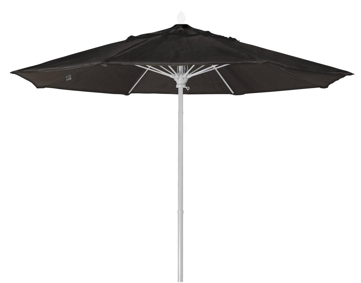 Fiberbuilt Umbrellas 7Mpuw-8601 Market Umbrella, 7.5' Diameter Marine Grade Canopy With White Pole, Black