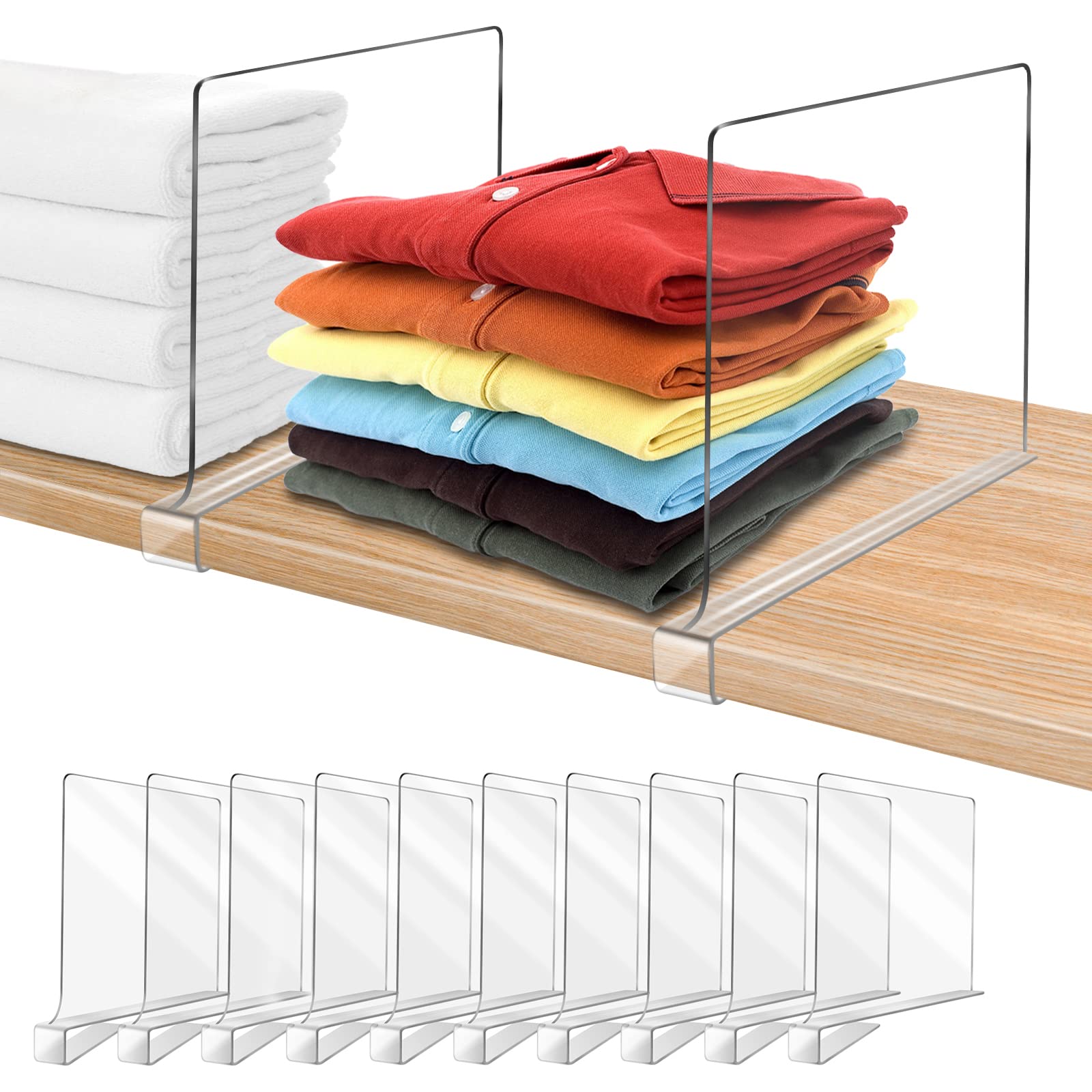 Omgelic Acrylic Shelf Dividers For Closet Organization 10Pcs Closet Shelf Divider Closet Dividers For Shelves Shelf Organizer Fo