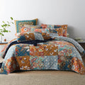 Autumn Dream Cotton Bedspread Quilt Sets Reversible Bedding Coverlet Sets Comforter, Paisley Floral Patchwork Yellow Grey Bedspr