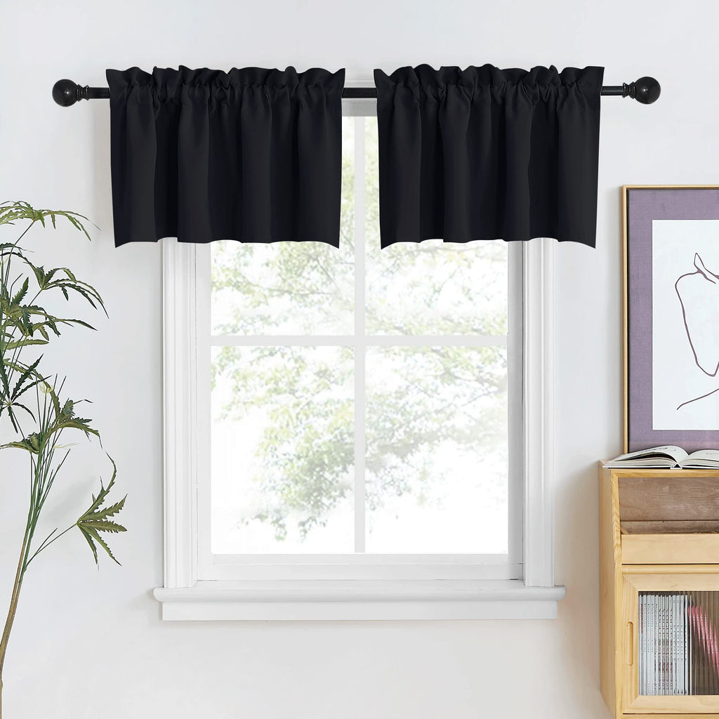 NICETOWN Blackout Valances for Kitchen Windows/Living Room/Bathroom Privacy Protection Rod Pocket Decoration Camper RV Curtains 