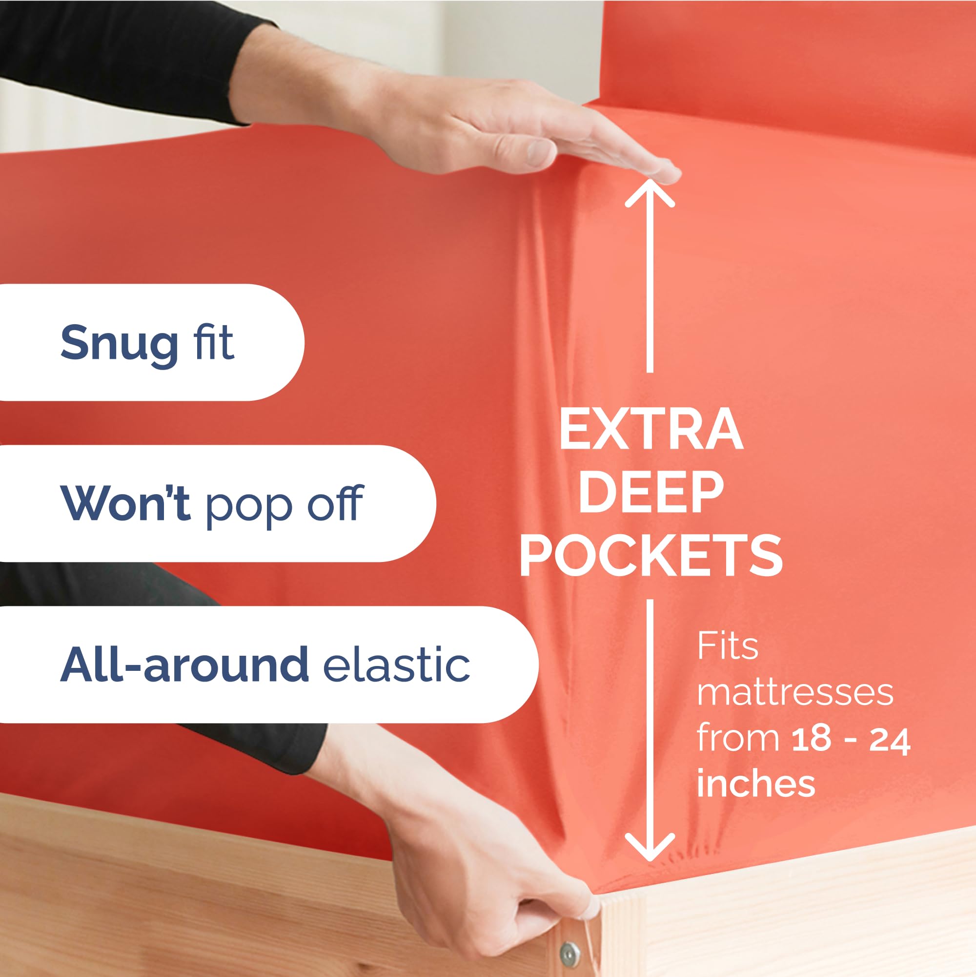 Extra Deep Pocket King Sheets - 4 Piece Breathable & Cooling Bed Sheets - Hotel Luxury Bed Sheet Set - Soft, Wrinkle Free & Comfy - Easily Fits Extra Deep Mattresses - Deep Pocket Coral Sheets Set