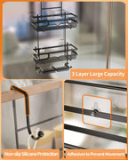 SWTYMIKI Over The Door Shower Caddy, Double Soap Holder, 16 Hooks, Black, No Drilling, Model ZWJ76