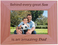 CustomGiftsNow Behind every great son is an amazing dad - Engraved Wood Picture Frame (4x6 Horizontal)