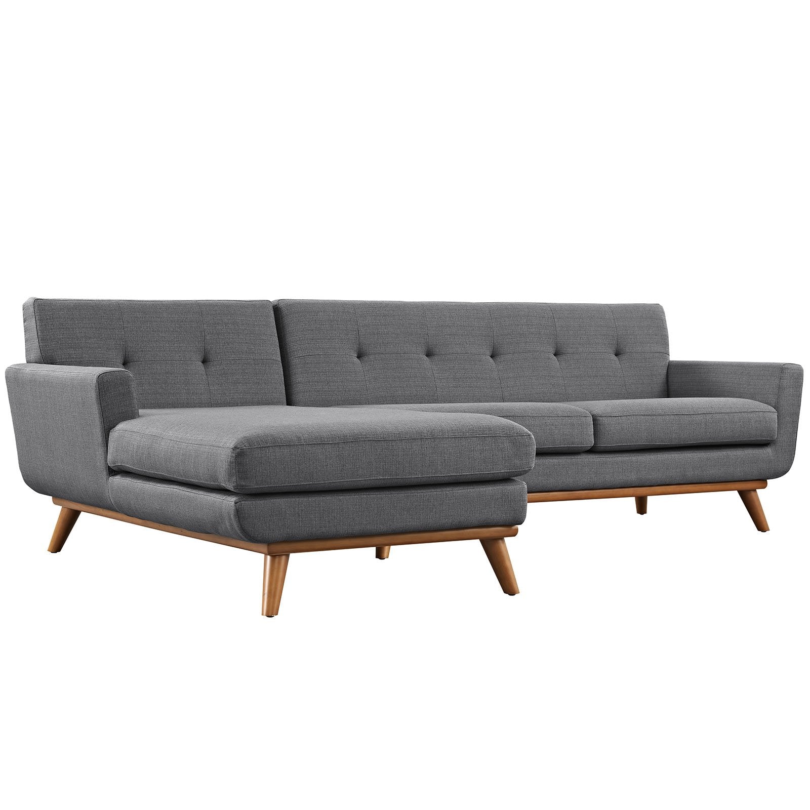 Modway Engage Mid-Century Modern Upholstered Fabric Left-Facing Sectional Sofa In Gray