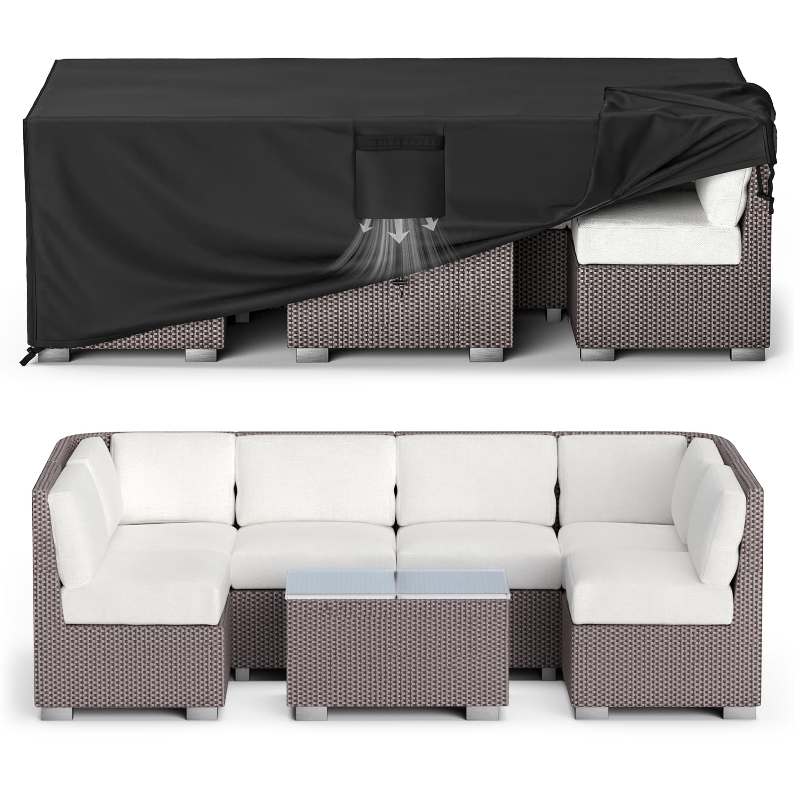 Mr. Cover Patio Furniture Covers Waterproof, Outdoor Furniture Cover Fits Up To 88L X 62W X 28H Inches, Rectangular Table And Chair Set Covers Rip-Resistant Material With Windproof Buckles