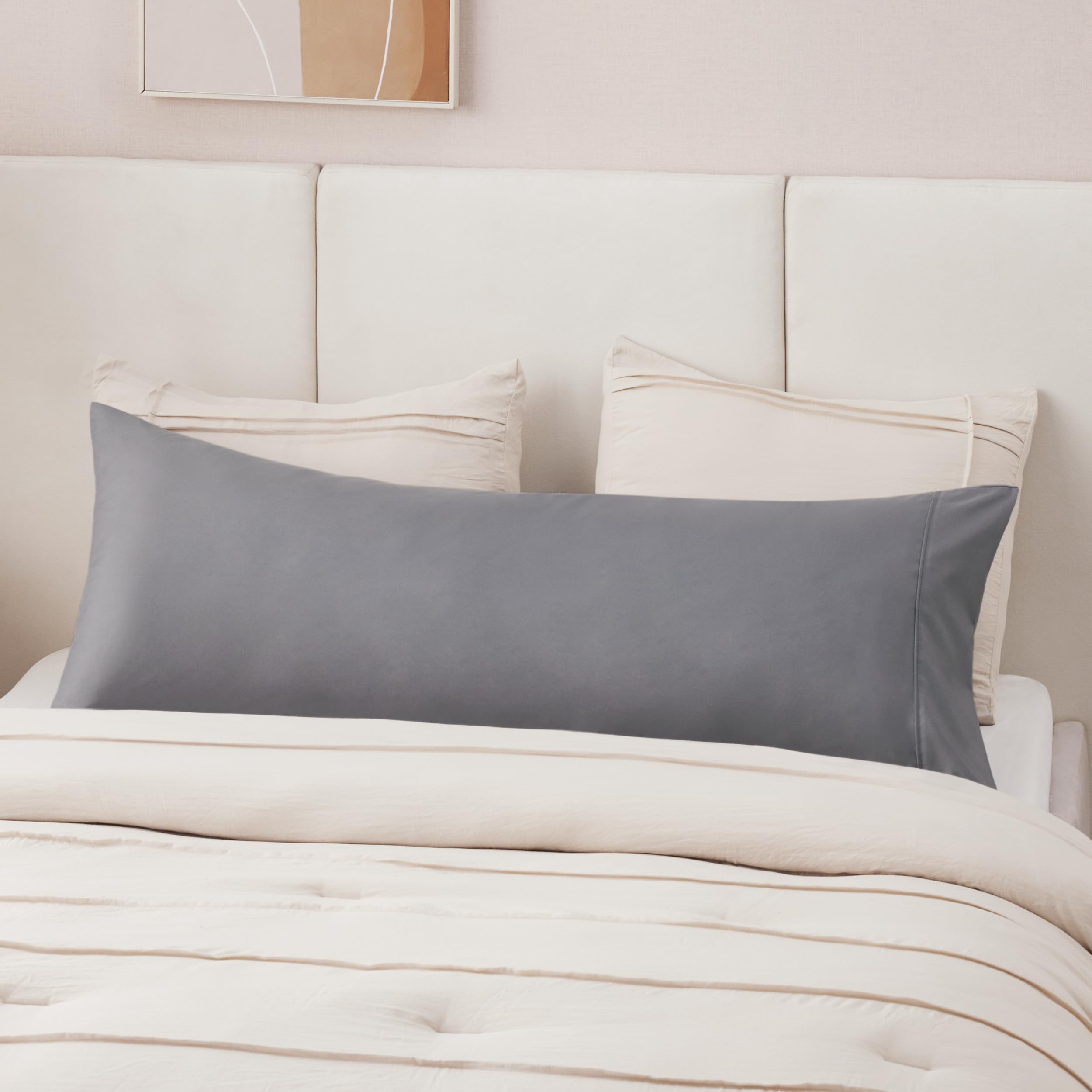 Bedsure Body Pillow Case Cover - Grey Polyester Microfiber Long Pillow Cases, Ultra Soft And Cozy Body Pillowcase With Envelope Closure, 1 Pack, 20X54 Inches