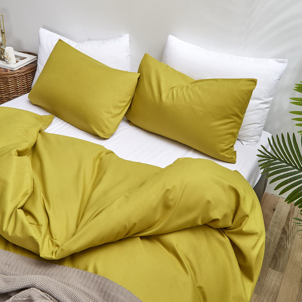 Luxlovery Chartreuse Comforter Set Full Moss Green Bedding Comforter Set L Modern Solid Grass Green Soft Breathable Yellowish-Gr