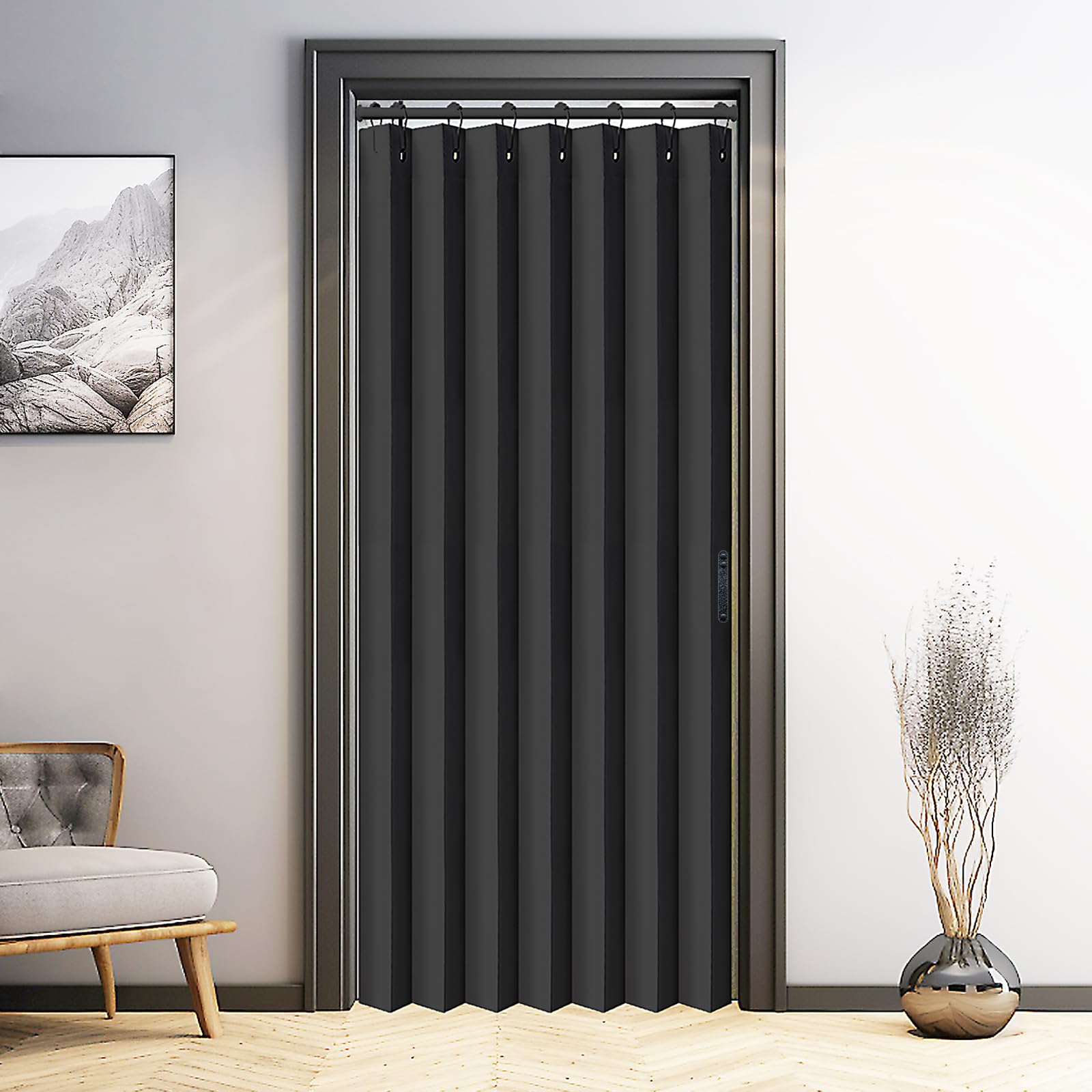 Vatge Closet Door Curtain Room Divider Drapes, Pleated Folding Style Curtains for Doorways Curtain for Bedroom Without Door,1 Pa