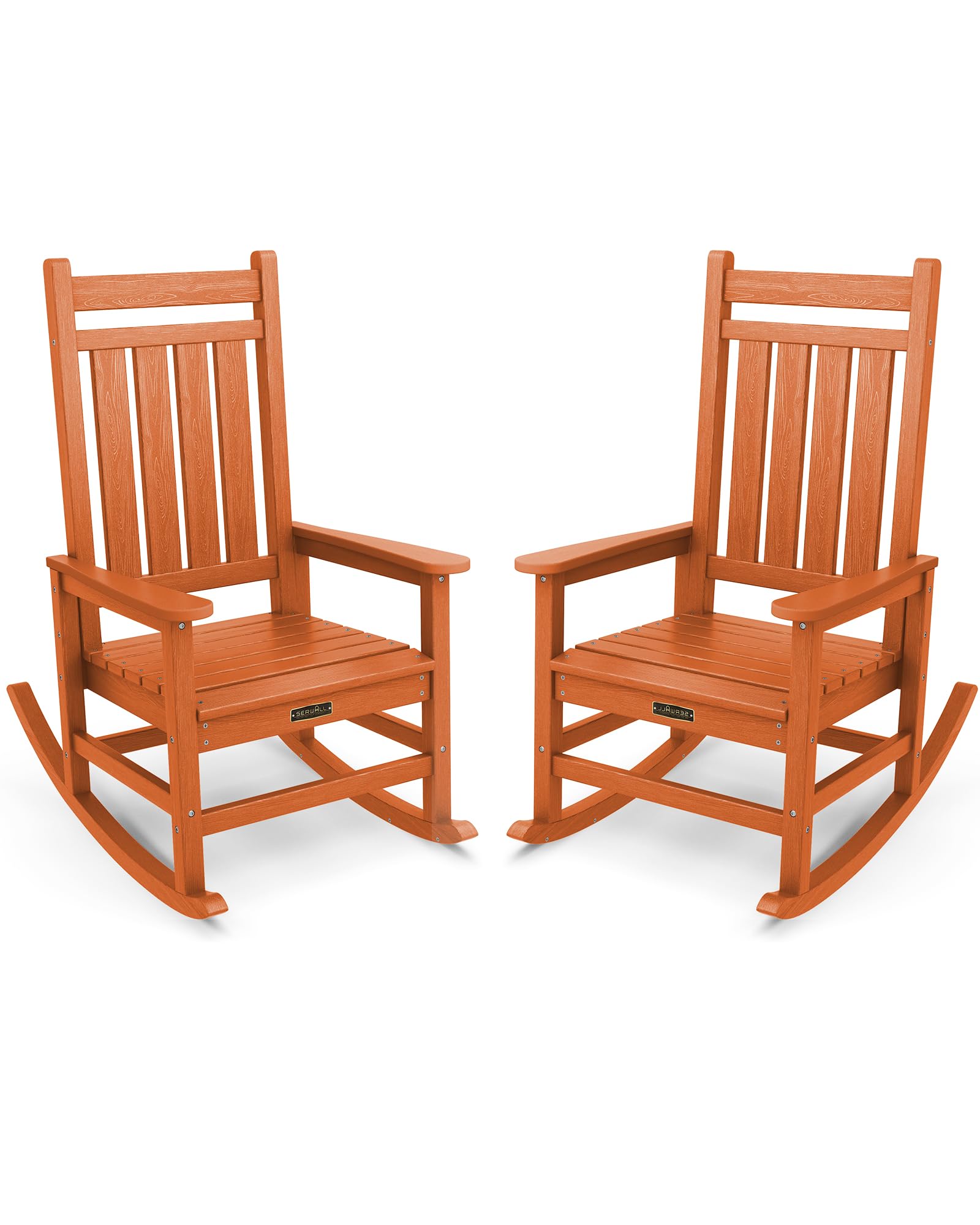 Serwall Outdoor Rocking Chair Set For Porch (Chair Set Of 2, Light Orange)