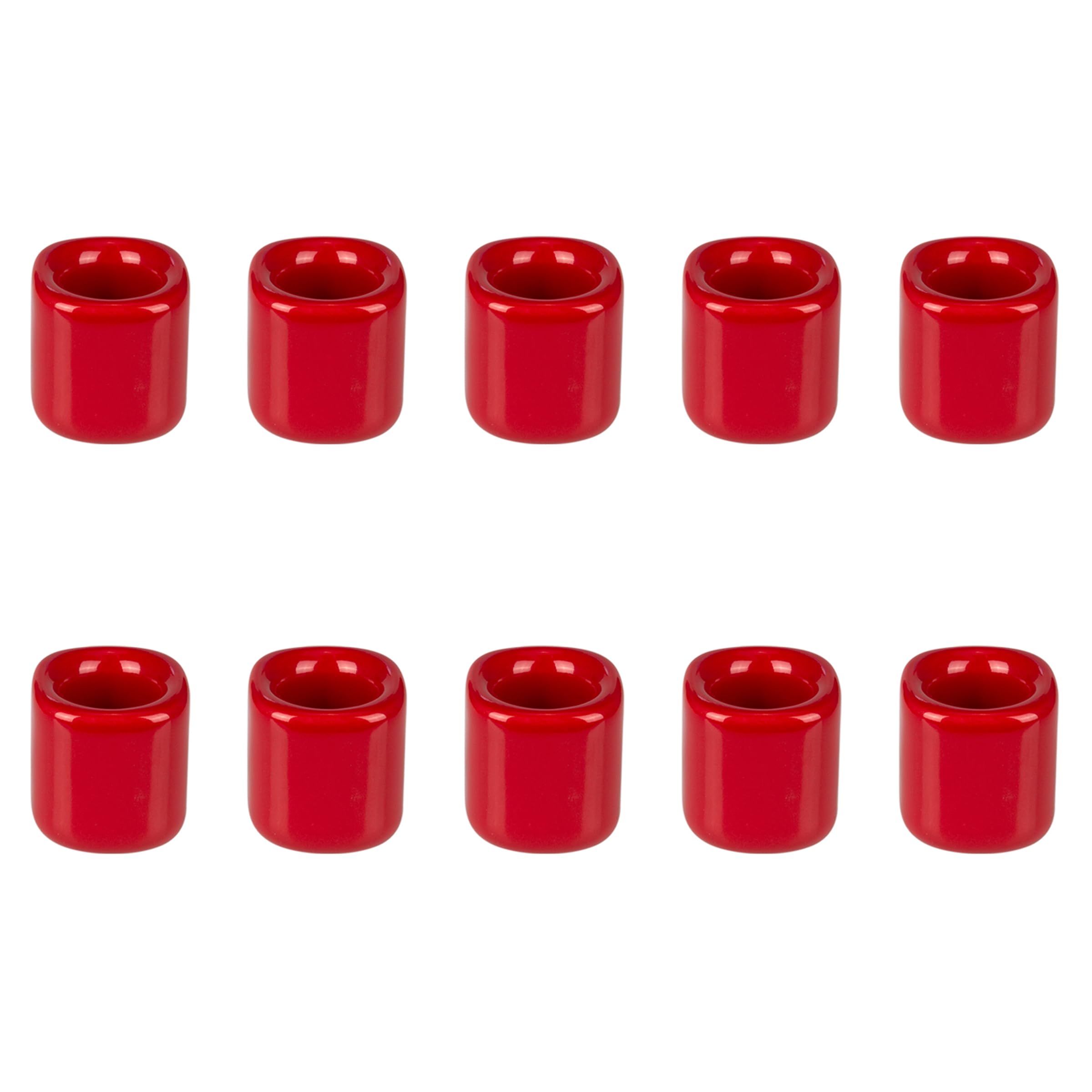 Mega Candles 10 pcs Red 1/2 Inch Diameter Ceramic Chime Ritual Spell Candle Holders, Great for Casting Chimes, Meditation, Ritua