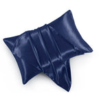 Hommxjf Navy Blue Satin Pillowcases With Zipper (20X30),Queen Size Pillowcases Set Of 2, Navy Blue Silk Pillowcase For Hair And