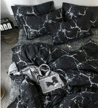 Luxlovery Black Marble Comforter Set Queen Black Marble Bed Set Full Cotton Comforter Cozy Beathable Soft Black And White Marble