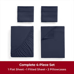 Mellanni Twin Sheet Set - 4-Piece Iconic Collection Bedding, (Including 2 Pillowcases), 16-Inch Deep Pocket, Easy Care, Extra Soft, Cooling Sheets, Brushed Microfiber - Navy Blue