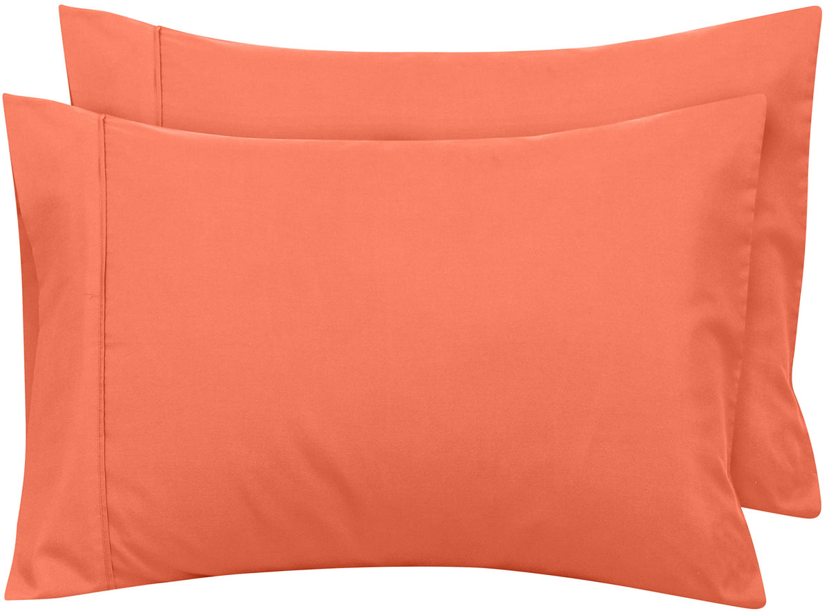 Royale Linens Standard Pillowcase Set Of 2 - Bed Pillow Cover - 20'X26' - Coral Pillowcases - 1800 Brushed Microfiber, Wrinkle