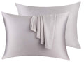 Natural Silk Pillowcase Set Of 2 For Hair &Skin - Both Sides 19 Momme 600 Thread Count With Hidden Zipper (Grey, Queen)