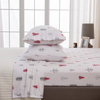 Great Bay Home 3 Piece 100% Turkish Cotton Twin Holiday Flannel Sheet Set | Cotton Christmas Bedding Sheets & Pillowcases | Warm