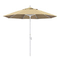 California Umbrella 9 Round Aluminum Market Umbrella, Crank Lift, Collar Tilt, White Pole, Pacifica Beige