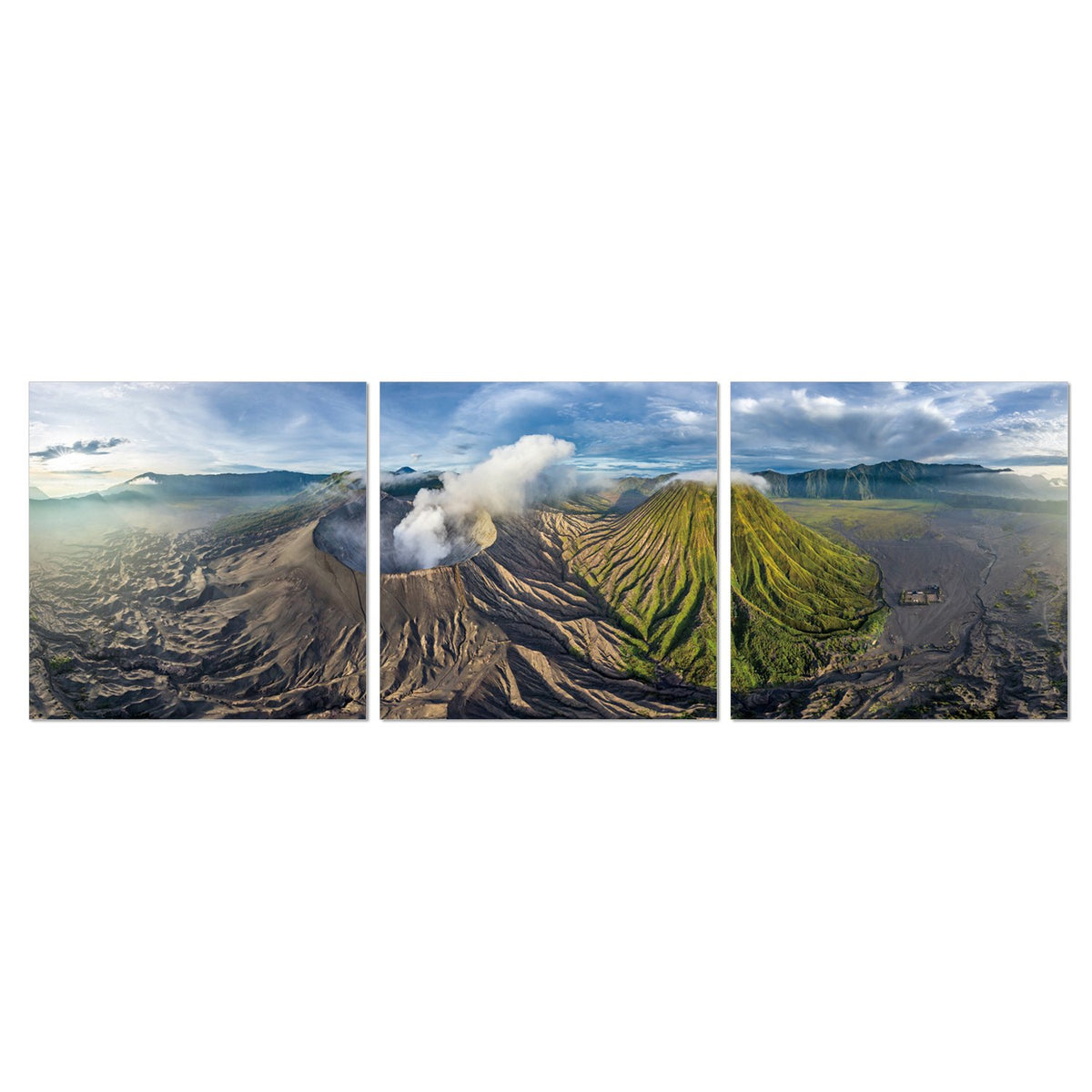 Furinno Senia 3-Panel Mdf Framed Photography Triptych Print, 48&quot; X 16&quot;, Gunung Bromo