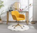 Modern Faux Fur Home Office Chair, Upholstered Swivel Chair Makeup Vanity Chair For Teen Girls Swivel Desk Chair With Gold Base,