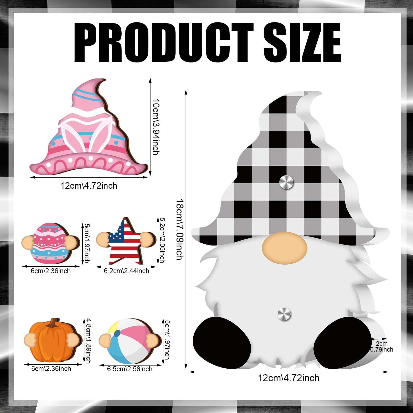 Qunclay Interchangeable Wooden Gnome Seasonal Changeable Gnome With 24 Magnet Swappable Pieces And 8 Detachable Hats For Fall Th