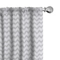 Ambesonne Grey and White Curtains, Chevron Pattern Zigzag Geometrical Arrow Lines Stripes Abstract Print, Window Treatments 2 Pa