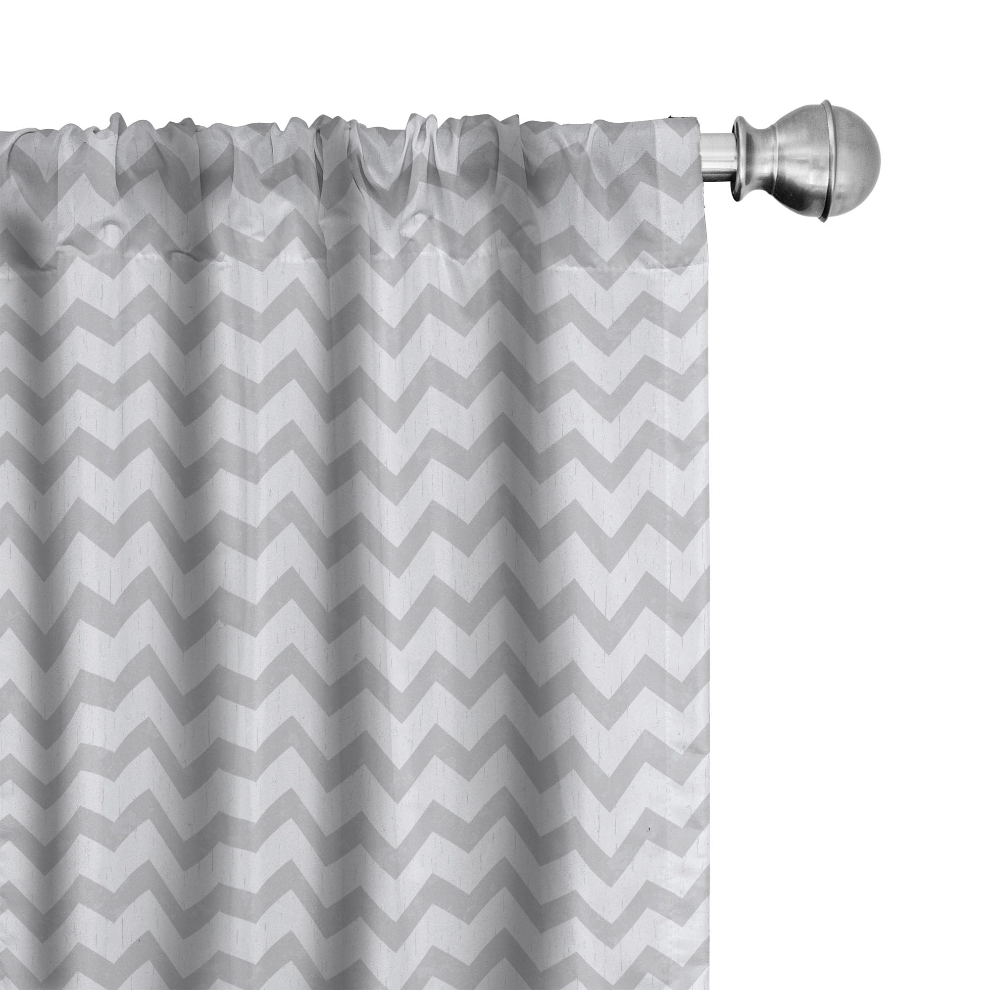 Ambesonne Grey and White Curtains, Chevron Pattern Zigzag Geometrical Arrow Lines Stripes Abstract Print, Window Treatments 2 Pa