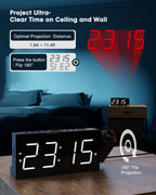 Projection Alarm Clock On Ceiling,Digital Clock For Bedroom With Battery Backup,7   Large Display,Usb Charger,Dimmer,180 Rotatab