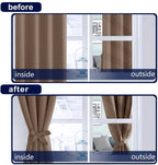 Hiasan Short Blackout Curtains 45 Inch Long, Light Blocking Thermal Insulated Rod Pocket & Back Tab Mocha Drapes Sewn With Tieba