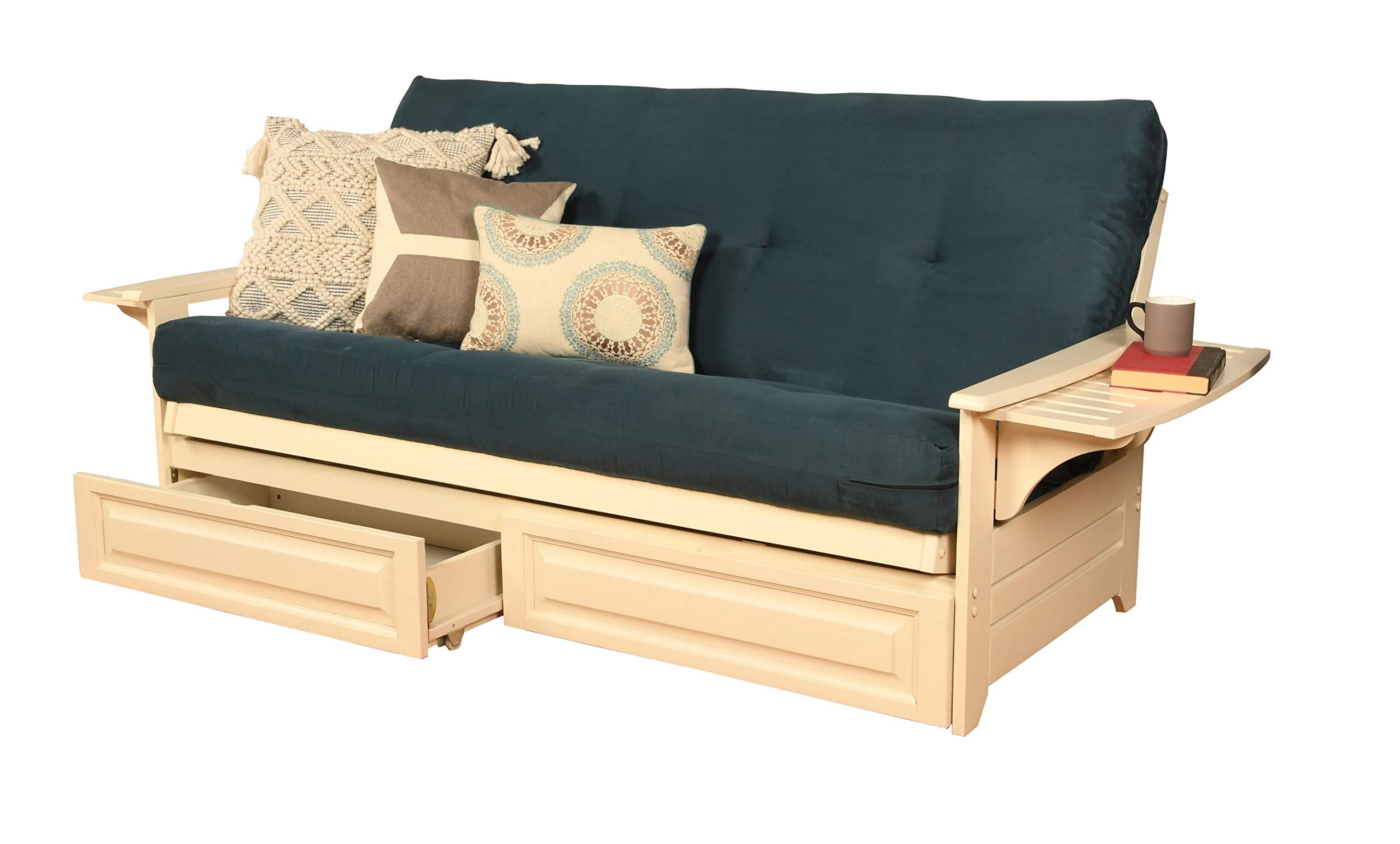 Kodiak Furniture Phoenix Futon With Suede Fabric Mattress In White/Blue