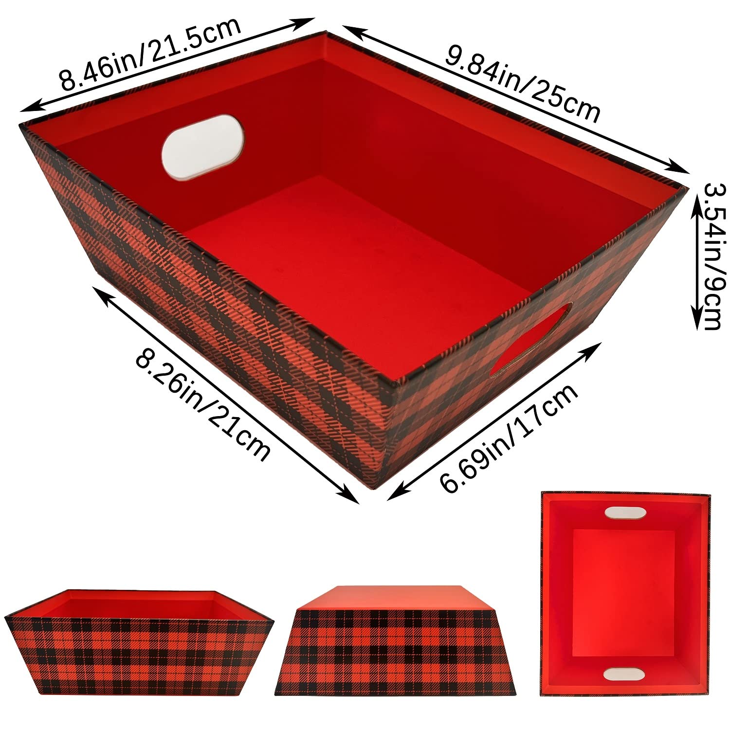 Basket For Gifts Empty, 5 Pcs Sturdy Diy Bulk Gift Basket Kraft Market Tray Cardboard Basket With Handles, Gift Basket Kit Suppl