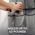 HOME GENIE Over the Door Shoe Organizer, 24 Mesh Pockets, Slate Gray, Holds Up to 40 lbs, Model 840316705363