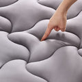 Sleep Zone Cooling Mattress Topper Full Size Mattress Pad, Quilted Fitted Mattress Cover, Machine Washable, Soft Fluffy Down Alternative, Deep Pocket 8~21 Inch (Grey, Full)